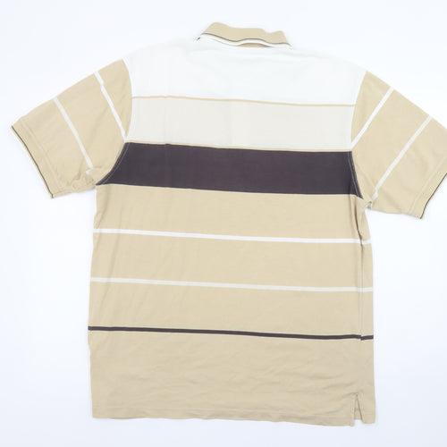 Munsingwear Men's Beige Striped Cotton Polo Shirt Size L
