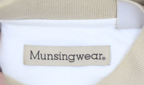 Munsingwear Men's Beige Striped Cotton Polo Shirt Size L