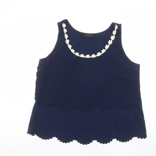 Savida Women's Blue Sleeveless Embroidered Tank Top Size 18
