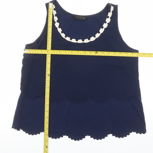 Savida Women's Blue Sleeveless Embroidered Tank Top Size 18