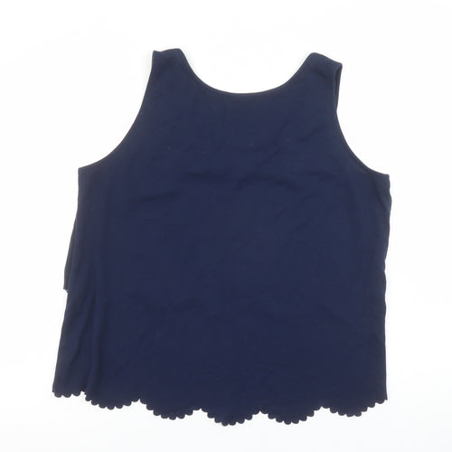 Savida Women's Blue Sleeveless Embroidered Tank Top Size 18