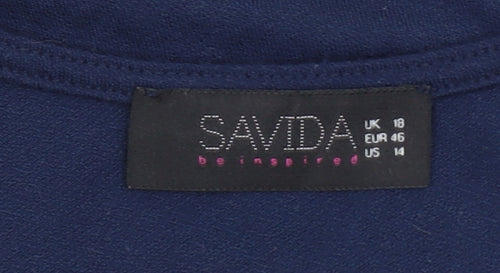 Savida Women's Blue Sleeveless Embroidered Tank Top Size 18
