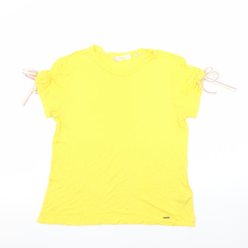 Ted Baker Women's Yellow Short Sleeve Viscose T-Shirt Size 10