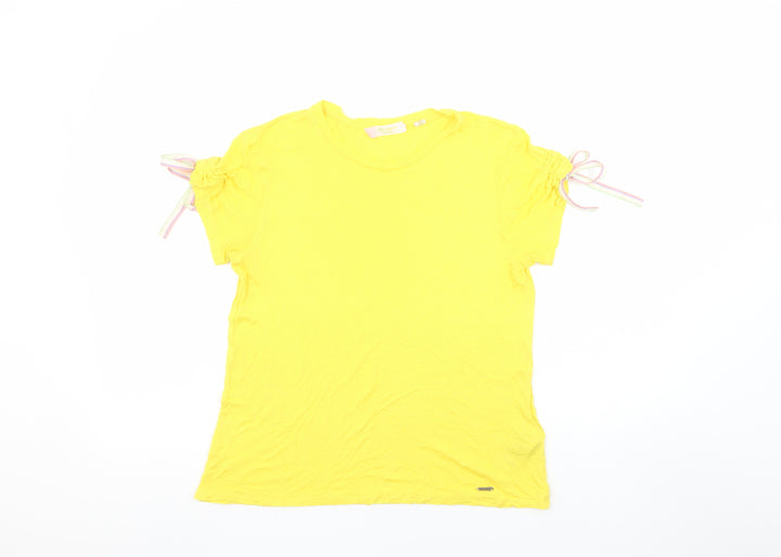 Ted Baker Women's Yellow Short Sleeve Viscose T-Shirt Size 10