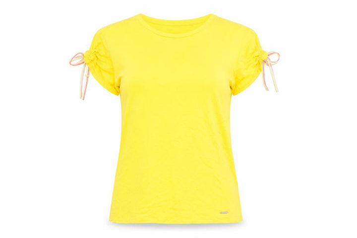 Ted Baker Women's Yellow Short Sleeve Viscose T-Shirt Size 10