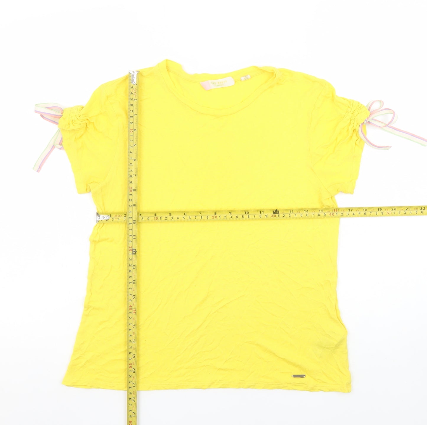 Ted Baker Women's Yellow Short Sleeve Viscose T-Shirt Size 10