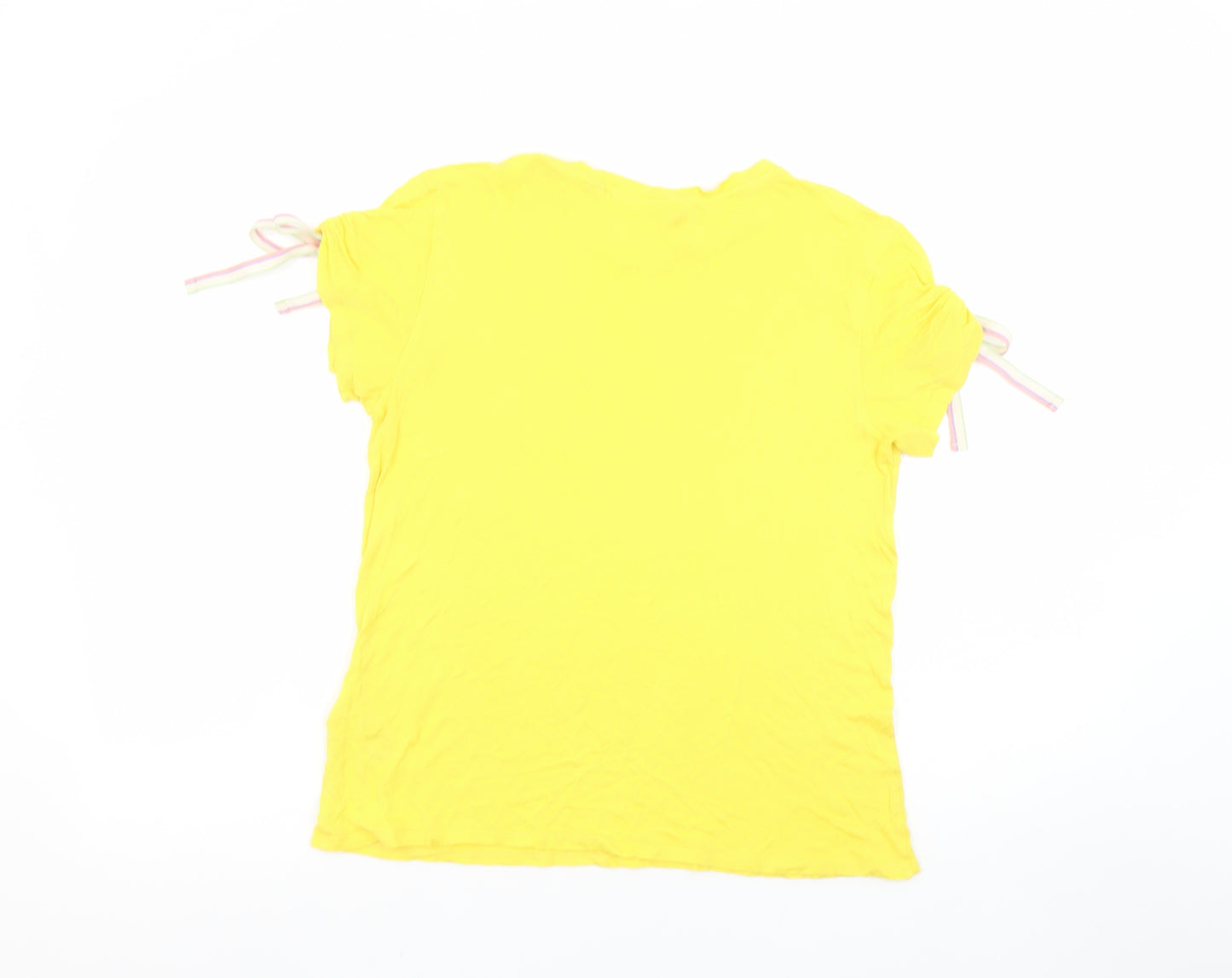 Ted Baker Women's Yellow Short Sleeve Viscose T-Shirt Size 10
