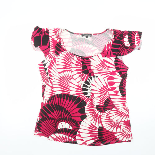 Elle Louise Women’s Pink Geometric Viscose Stretch T-Shirt Size 16