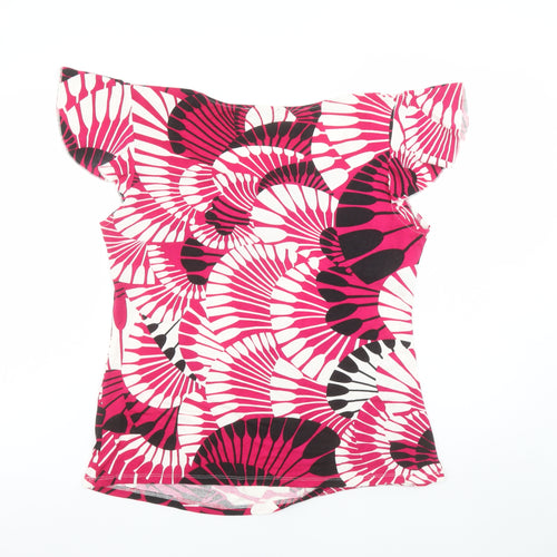 Elle Louise Women’s Pink Geometric Viscose Stretch T-Shirt Size 16