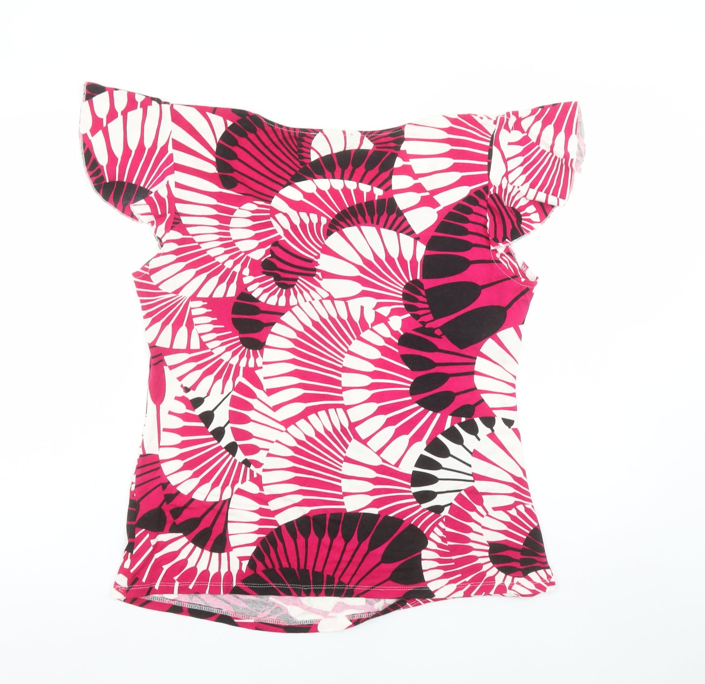 Elle Louise Women’s Pink Geometric Viscose Stretch T-Shirt Size 16