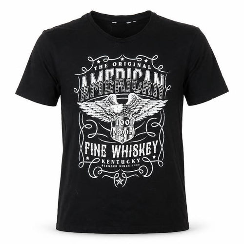 Next Men's Black American Whiskey Graphic Cotton T-Shirt L