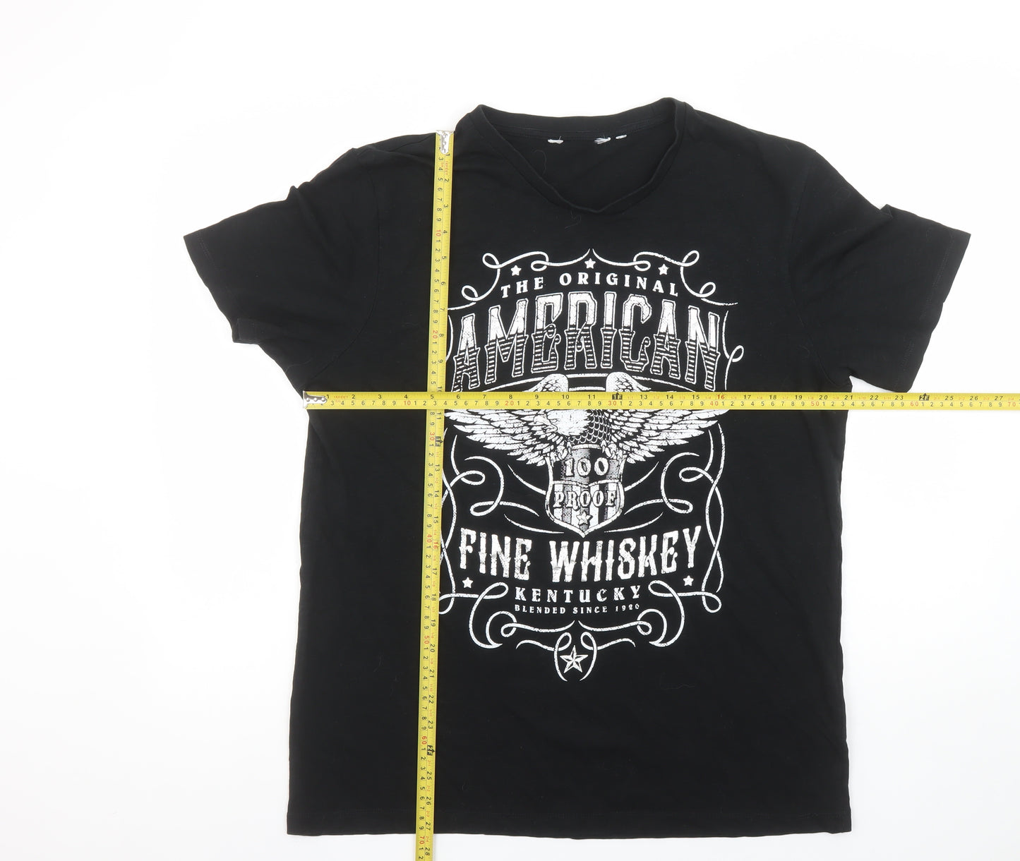 Next Men's Black American Whiskey Graphic Cotton T-Shirt L