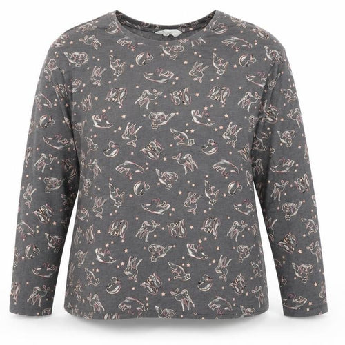 Marks and Spencer Women's Grey Animal Print Long Sleeve Pyjama Top XL