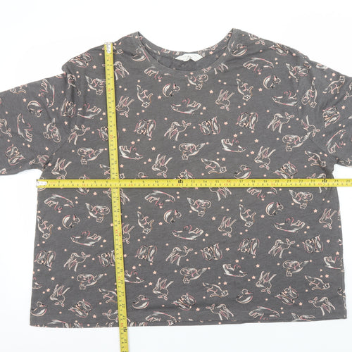 Marks and Spencer Women's Grey Animal Print Long Sleeve Pyjama Top XL
