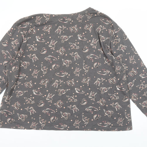 Marks and Spencer Women's Grey Animal Print Long Sleeve Pyjama Top XL