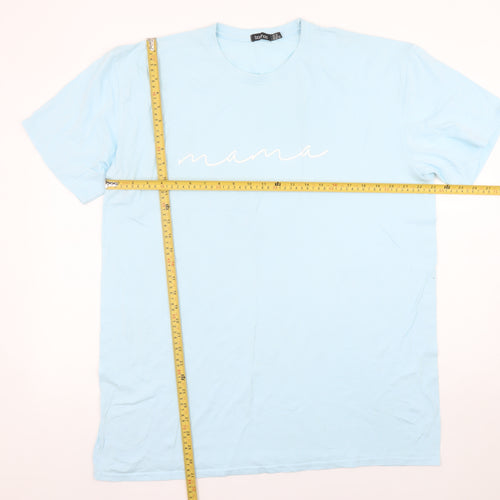 Boohoo Womens Blue Mama Cotton T-Shirt Size 16 Short Sleeve Casual Top
