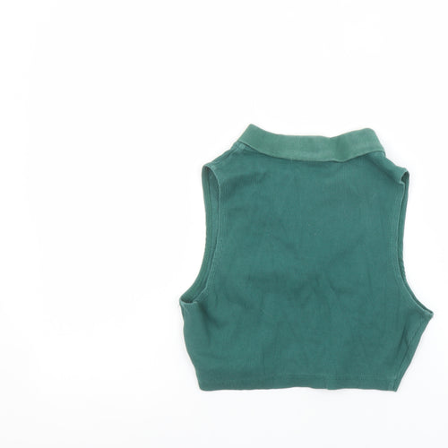 Slazenger Womens Green Cropped Polo Vest Top UK 10 Sleeveless
