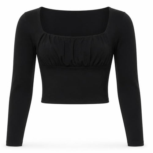 ASOS DESIGN Women’s Black Cropped Long Sleeve Jersey Blouse Size 8
