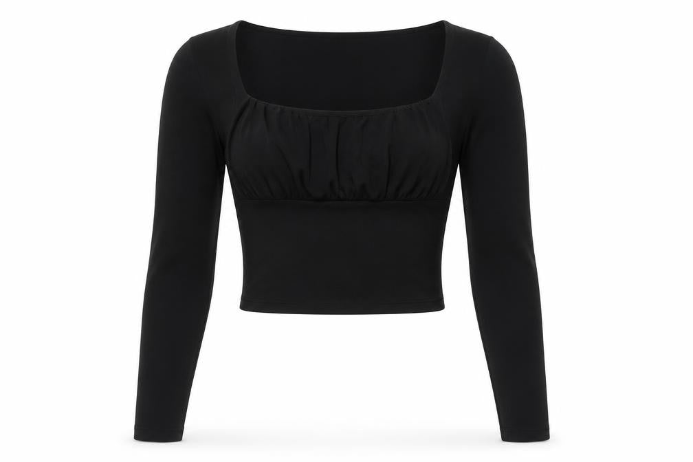 ASOS DESIGN Women’s Black Cropped Long Sleeve Jersey Blouse Size 8