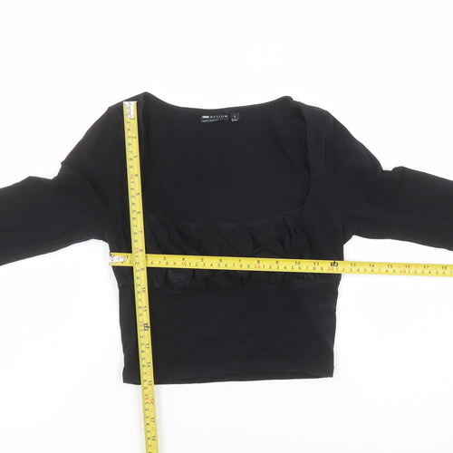 ASOS DESIGN Women’s Black Cropped Long Sleeve Jersey Blouse Size 8