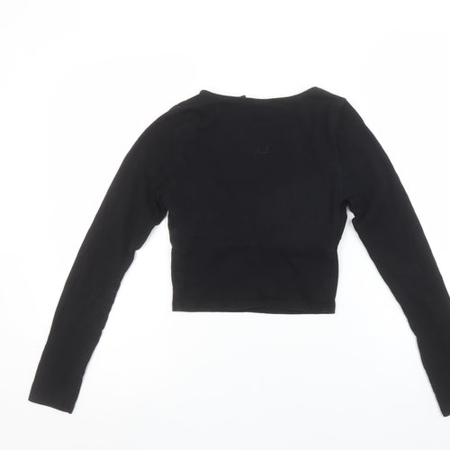 ASOS DESIGN Women’s Black Cropped Long Sleeve Jersey Blouse Size 8