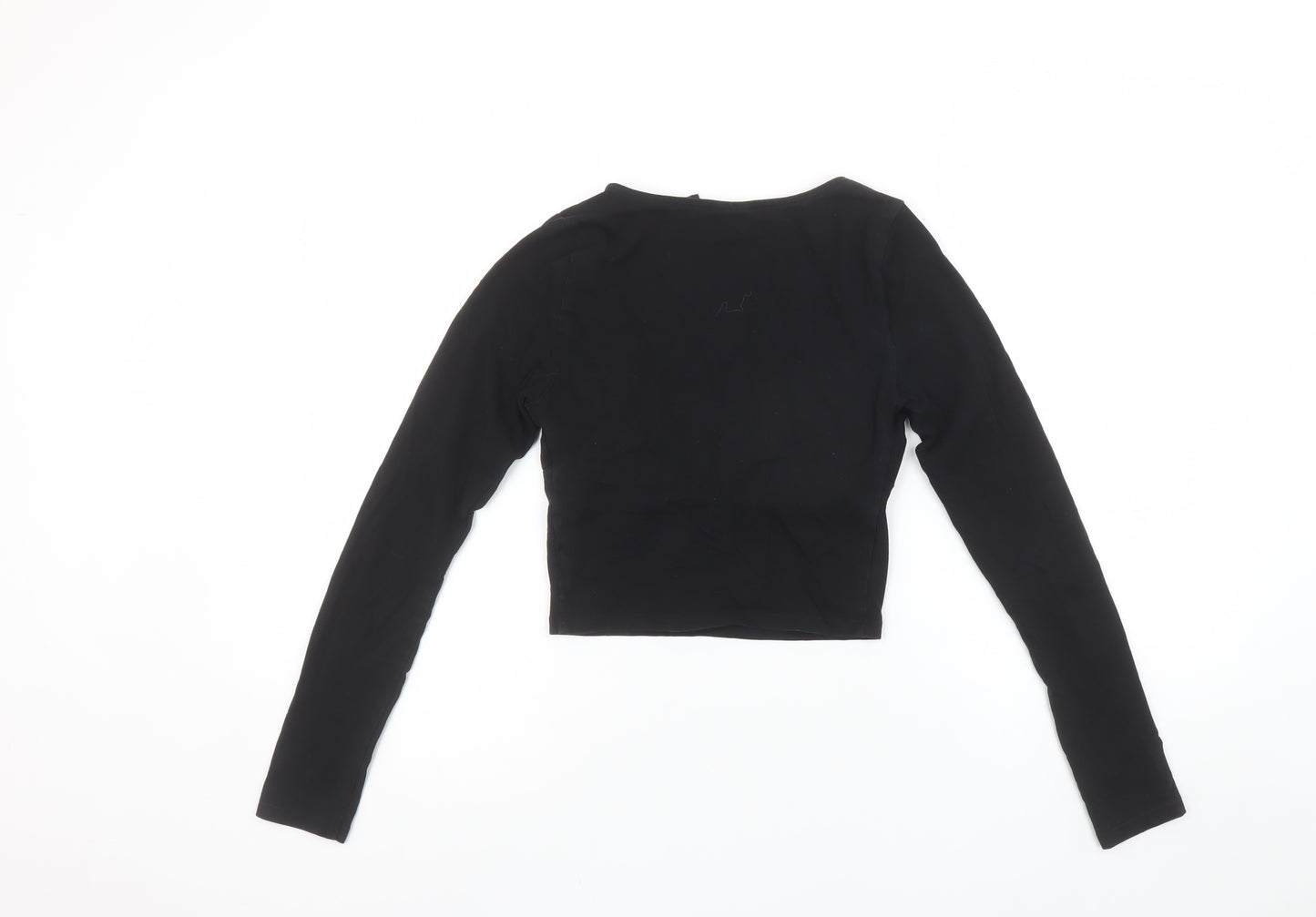 ASOS DESIGN Women’s Black Cropped Long Sleeve Jersey Blouse Size 8