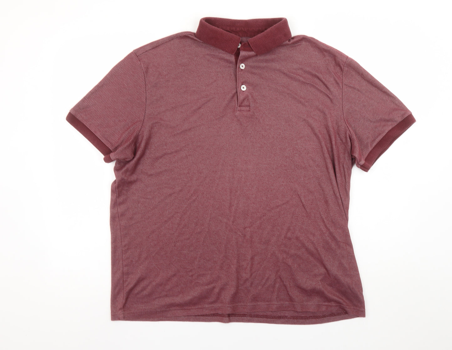 Tu Men’s Red Striped Cotton Blend Polo Shirt Size L Regular Fit
