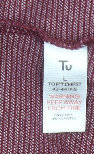 Tu Men’s Red Striped Cotton Blend Polo Shirt Size L Regular Fit