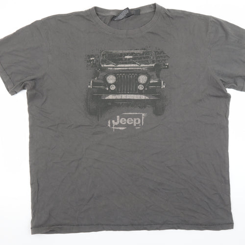 Jeep Men's Grey 2XL Graphic Car Print Crew Neck T-Shirt