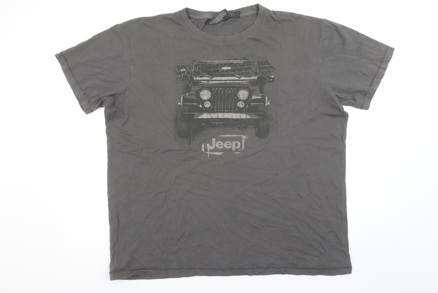 Jeep Men's Grey 2XL Graphic Car Print Crew Neck T-Shirt