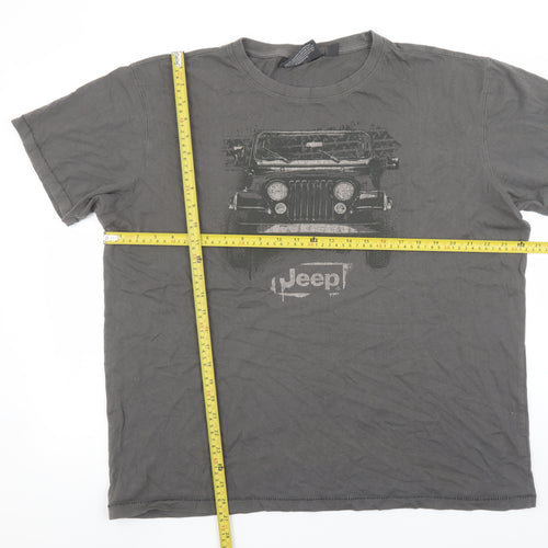 Jeep Men's Grey 2XL Graphic Car Print Crew Neck T-Shirt