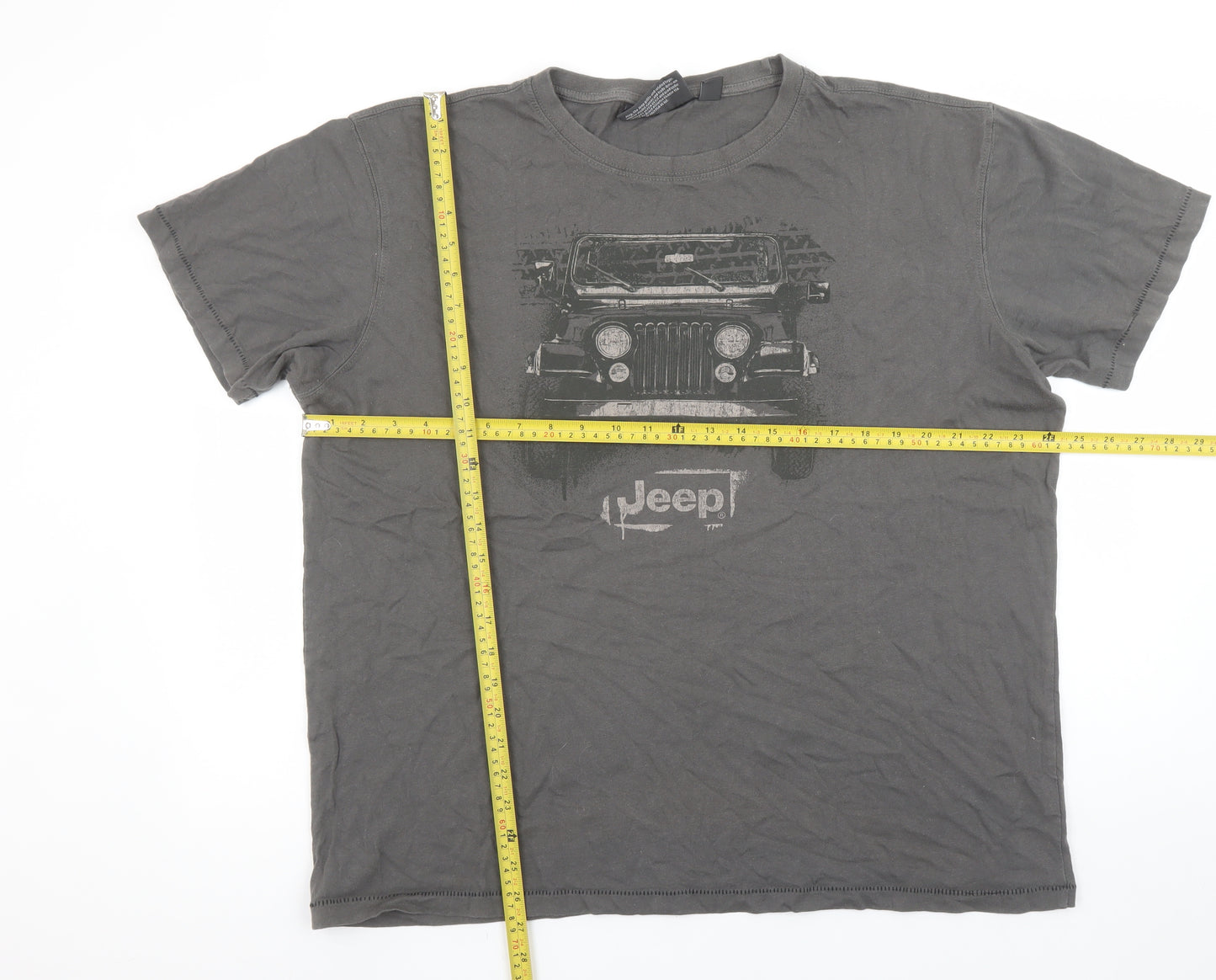 Jeep Men's Grey 2XL Graphic Car Print Crew Neck T-Shirt