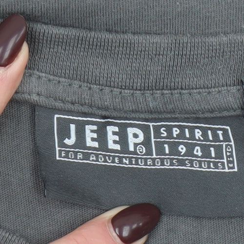 Jeep Men's Grey 2XL Graphic Car Print Crew Neck T-Shirt