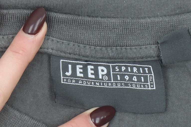 Jeep Men's Grey 2XL Graphic Car Print Crew Neck T-Shirt