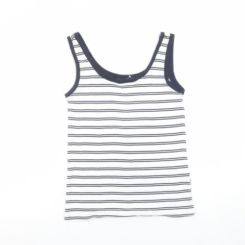 Marks and Spencer Women’s Navy Stripe Tank Top Size 12 Regular Cotton Blend