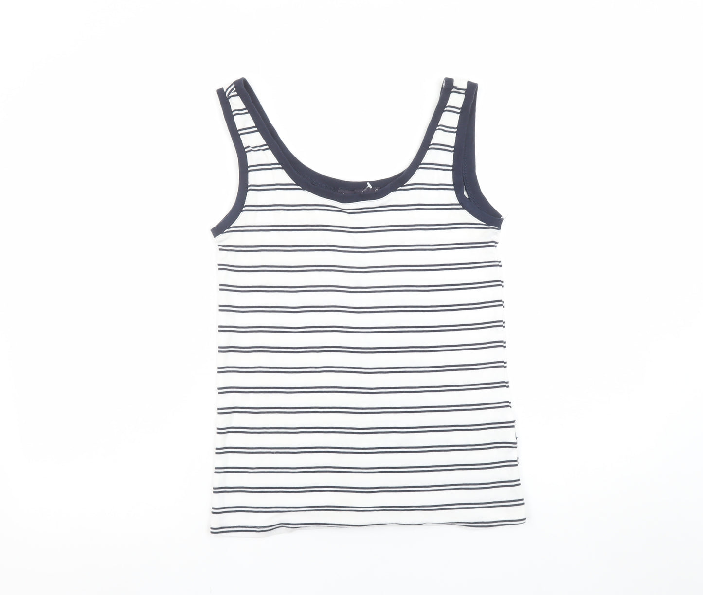Marks and Spencer Women’s Navy Stripe Tank Top Size 12 Regular Cotton Blend