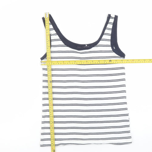 Marks and Spencer Women’s Navy Stripe Tank Top Size 12 Regular Cotton Blend