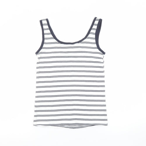 Marks and Spencer Women’s Navy Stripe Tank Top Size 12 Regular Cotton Blend