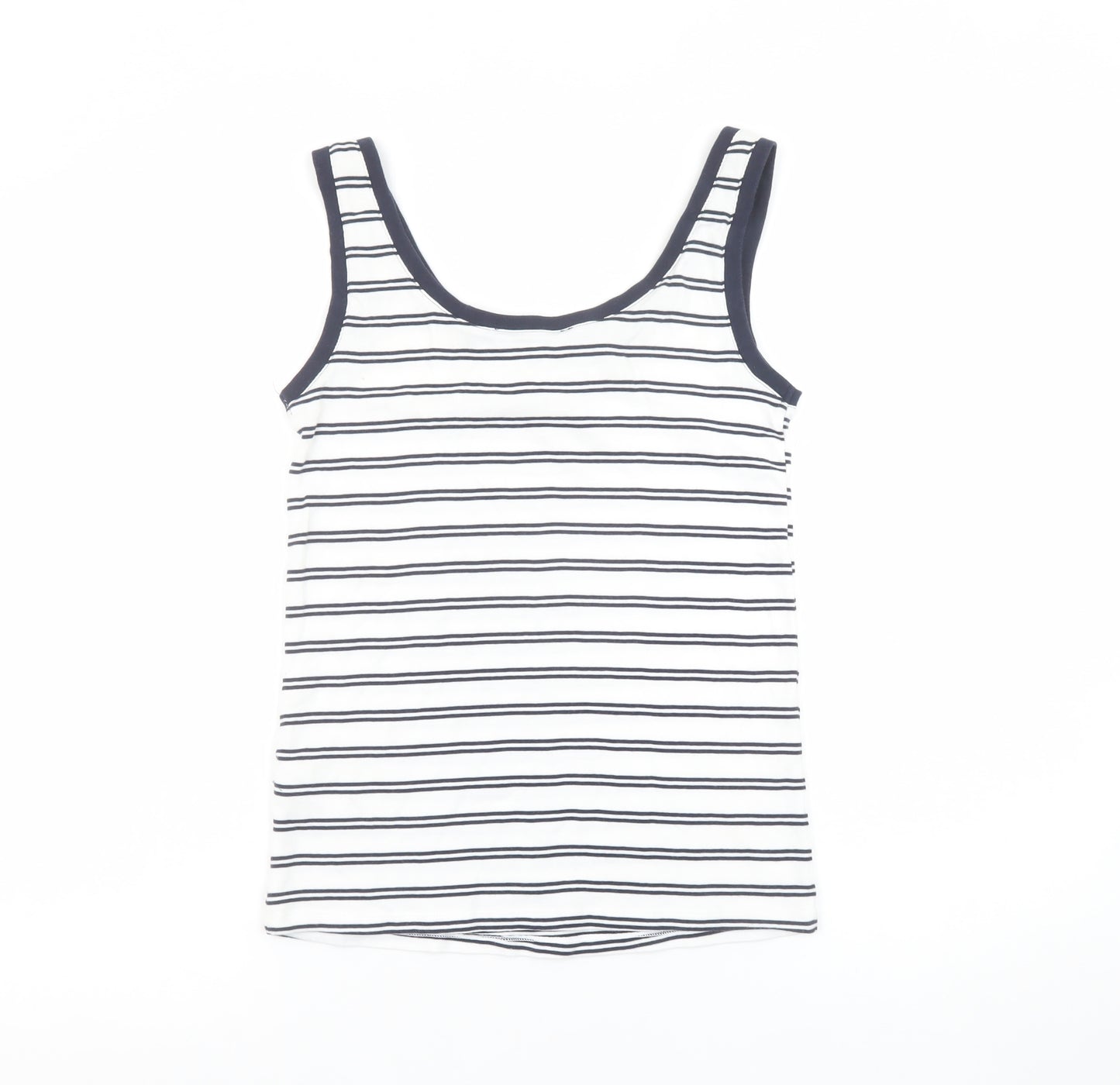 Marks and Spencer Women’s Navy Stripe Tank Top Size 12 Regular Cotton Blend
