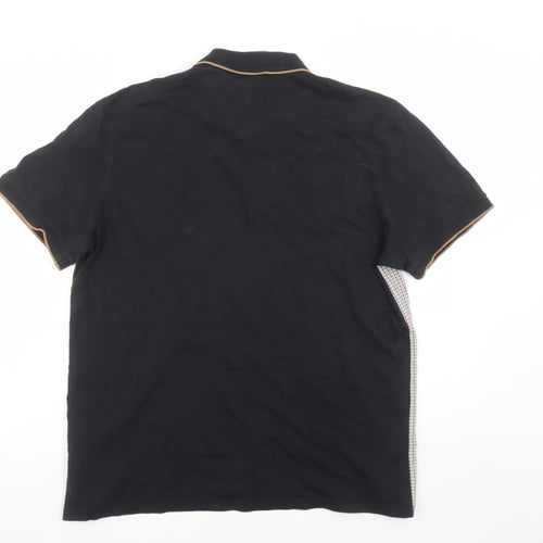 Next Men’s Beige & Black Cotton Geometric Polo Shirt Size L