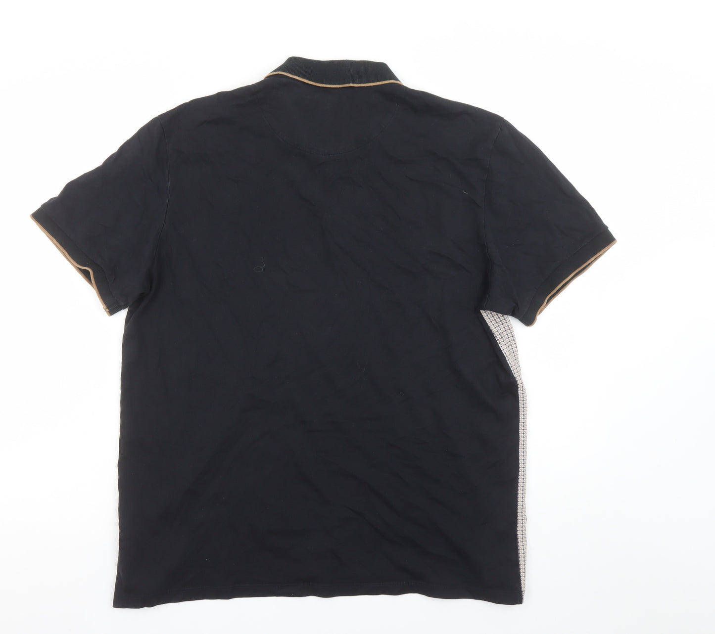 Next Men’s Beige & Black Cotton Geometric Polo Shirt Size L