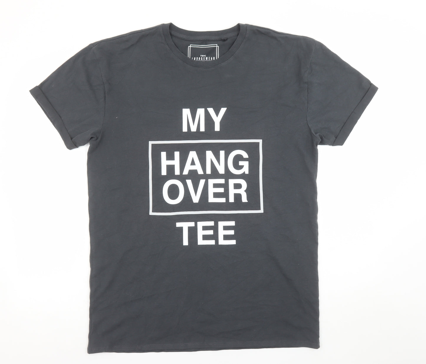 Next Men's Black Funny Graphic Print Cotton T-Shirt Size M