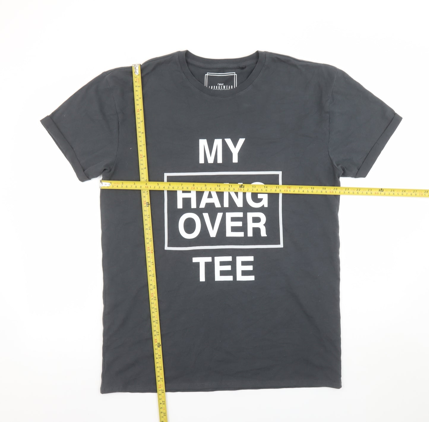 Next Men's Black Funny Graphic Print Cotton T-Shirt Size M