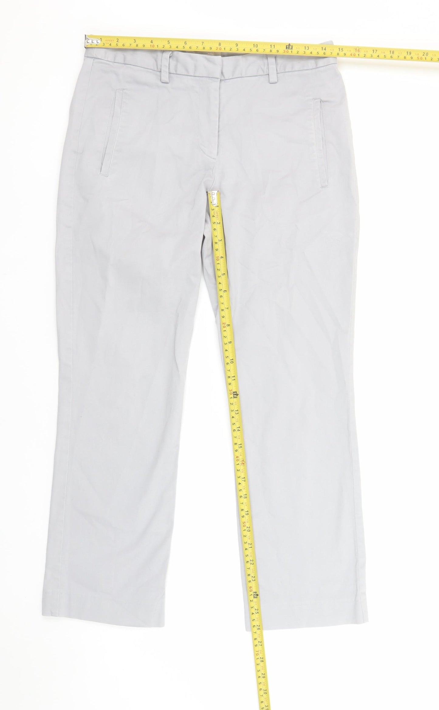 Great Plains Women Grey Cotton Stretch Chino Trousers Size 10