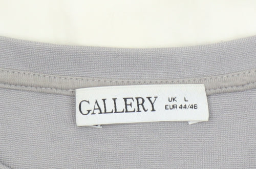 Gallery Womens Grey White Colourblock Tunic Blouse UK L Long Sleeve