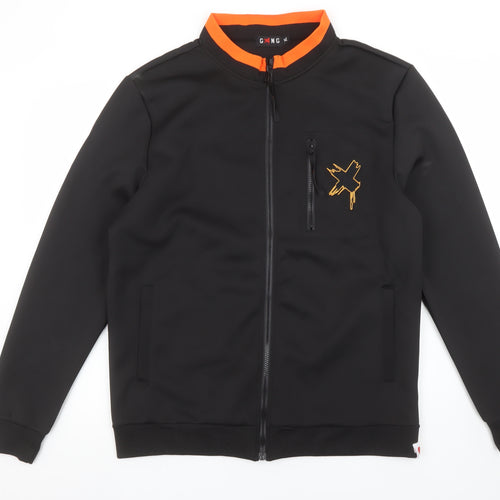 GONG Men's Black XL Full Zip Sweatshirt with Logo Trim