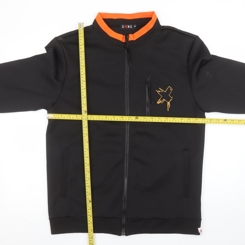 GONG Men's Black XL Full Zip Sweatshirt with Logo Trim