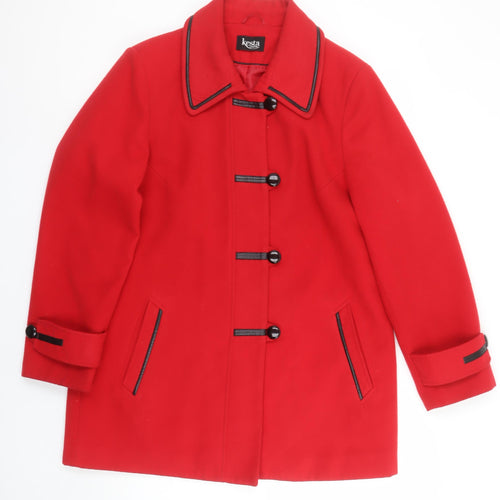 Kesta London Women's Red Mid-Length Button Coat Size 16
