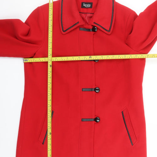 Kesta London Women's Red Mid-Length Button Coat Size 16