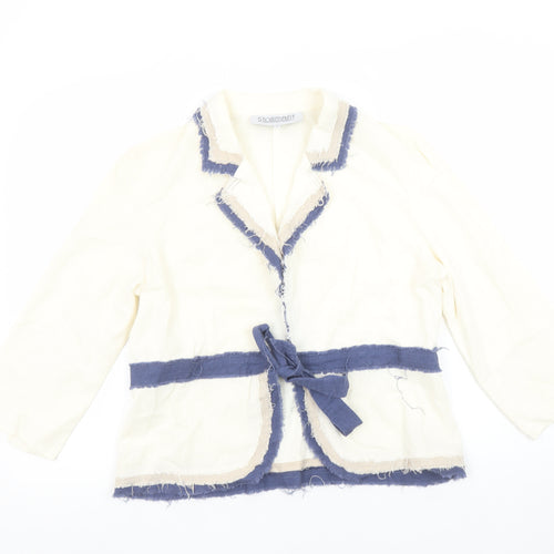 Stormafit Women’s Ivory Linen Blend Belted Blazer Jacket Size 16
